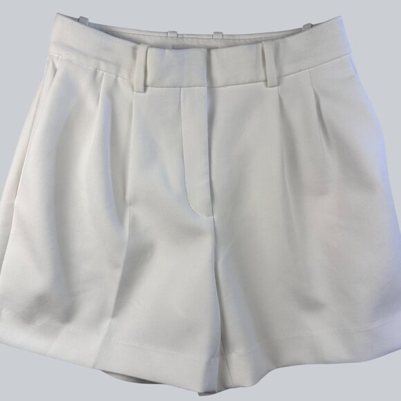 Aritzia Babaton Womens Pleated Short Sz 0 Ivory Tailored High-rise OldMoney - Picture 4 of 13